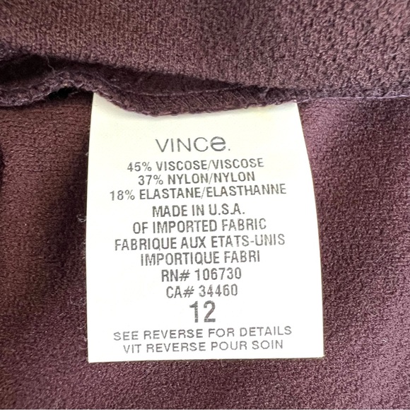 VINCE Brown Burgundy Viscose Blend Sleeveless Cocktail Sheath Midi Dress Sz 12 - Picture 12 of 14